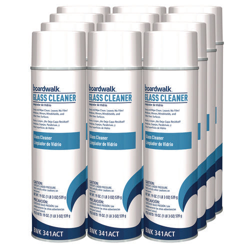 Image of Boardwalk® Heavy-Duty Glass Cleaner, Sweet Scent, 19 oz Aerosol Spray, 12/Carton