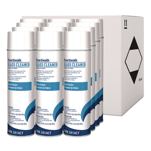 Image of Boardwalk® Heavy-Duty Glass Cleaner, Sweet Scent, 19 oz Aerosol Spray, 12/Carton