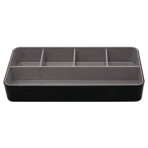 Image of Advantus Fusion Five-Compartment Plastic Accessory Holder, Plastic, 12.25 x 6 x 2, Black/Gray