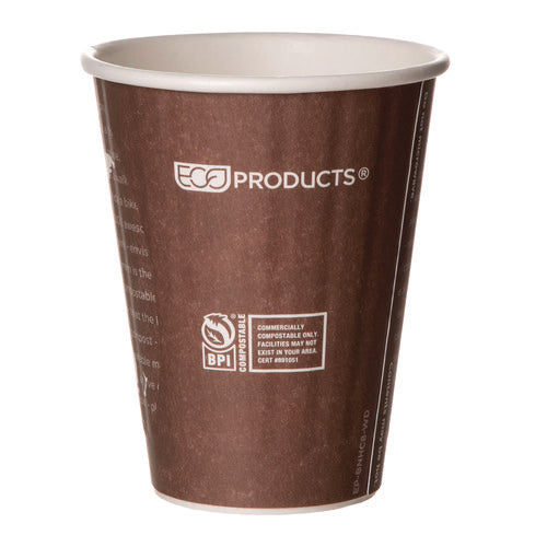 Image of Eco-Products® World Art Renewable and Compostable Insulated Hot Cups, 8 oz, Paper, Brown/White, 40/Pack, 20 Packs/Carton