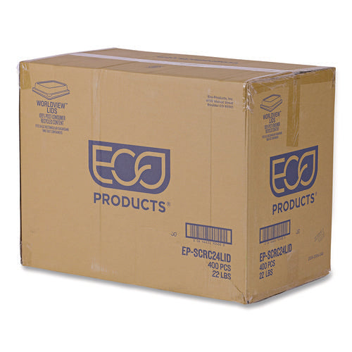 Image of Eco-Products® WorldView RPET Rectangular Lids, 5.84 x 8.76 x 1.37, Clear, Plastic, 50/Pack, 8 Packs/Carton
