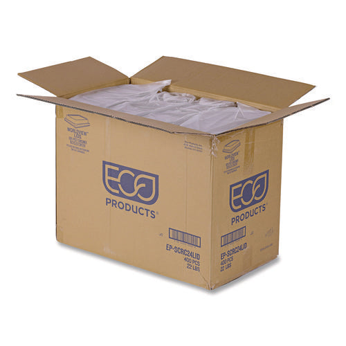 Image of Eco-Products® WorldView RPET Rectangular Lids, 5.84 x 8.76 x 1.37, Clear, Plastic, 50/Pack, 8 Packs/Carton