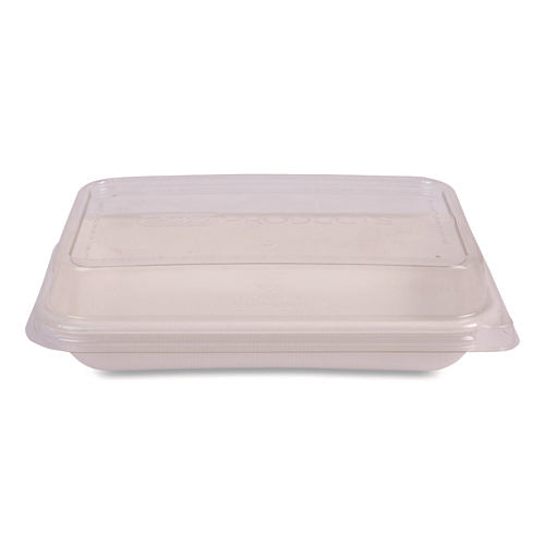 Image of Eco-Products® WorldView RPET Rectangular Lids, 5.84 x 8.76 x 1.37, Clear, Plastic, 50/Pack, 8 Packs/Carton