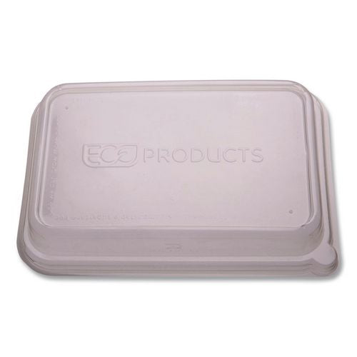 Image of Eco-Products® WorldView RPET Rectangular Lids, 5.84 x 8.76 x 1.37, Clear, Plastic, 50/Pack, 8 Packs/Carton