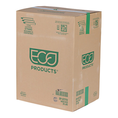 Image of Eco-Products® Wrapped Straw, 7.75", Green, Plastic, 9,600/Carton