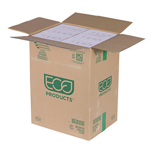 Image of Eco-Products® Wrapped Straw, 7.75", Green, Plastic, 9,600/Carton