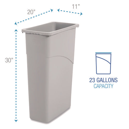 Image of Boardwalk® Slim Waste Container, 23 gal, Plastic, Gray