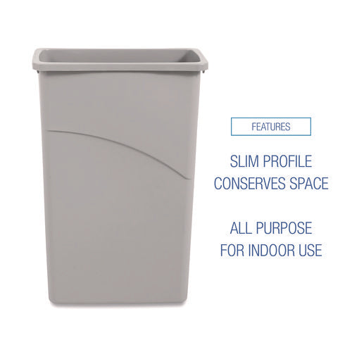 Image of Boardwalk® Slim Waste Container, 23 gal, Plastic, Gray