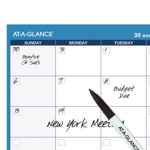 Image of AT-A-GLANCE® 30/60-Day Undated Horizontal Erasable Wall Planner, 48 X 32, White/blue Sheets, Undated