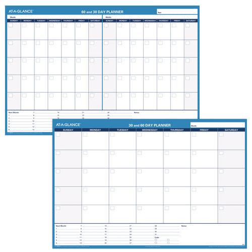 Image of AT-A-GLANCE® 30/60-Day Undated Horizontal Erasable Wall Planner, 48 X 32, White/blue Sheets, Undated