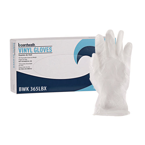 Image of Boardwalk® General Purpose Vinyl Gloves, Powder/Latex-Free, 2.6 mil, Large, Clear, 100/Box, 10 Boxes/Carton