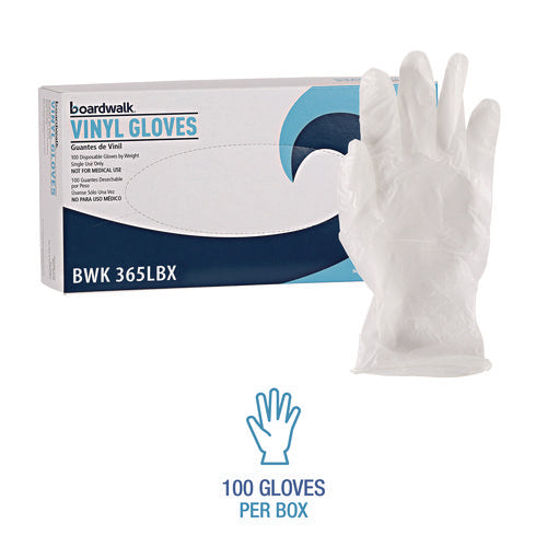 Image of Boardwalk® General Purpose Vinyl Gloves, Powder/Latex-Free, 2.6 mil, Large, Clear, 100/Box, 10 Boxes/Carton