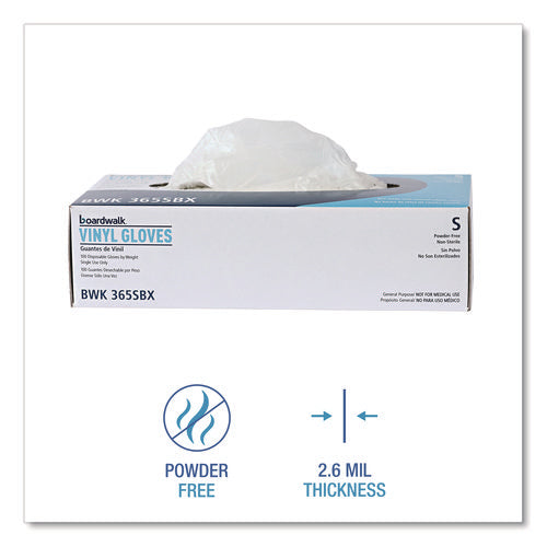 Image of Boardwalk® General Purpose Vinyl Gloves, Powder/Latex-Free, 2.6 mil, Small, Clear, 100/Box