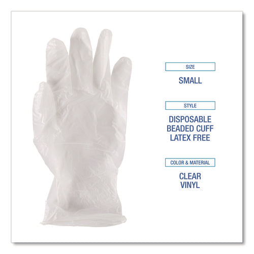 Image of Boardwalk® General Purpose Vinyl Gloves, Powder/Latex-Free, 2.6 mil, Small, Clear, 100/Box