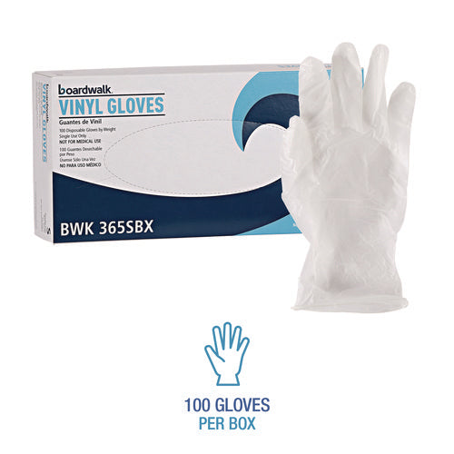 Image of Boardwalk® General Purpose Vinyl Gloves, Powder/Latex-Free, 2.6 mil, Small, Clear, 100/Box, 10 Boxes/Carton
