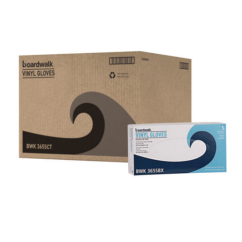 Image of Boardwalk® General Purpose Vinyl Gloves, Powder/Latex-Free, 2.6 mil, Small, Clear, 100/Box, 10 Boxes/Carton