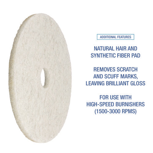 Image of Boardwalk® Natural Burnishing Floor Pads, 24" Diameter, White, 5/carton