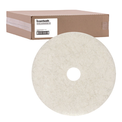 Image of Boardwalk® Natural Burnishing Floor Pads, 27" Diameter, White, 5/Carton