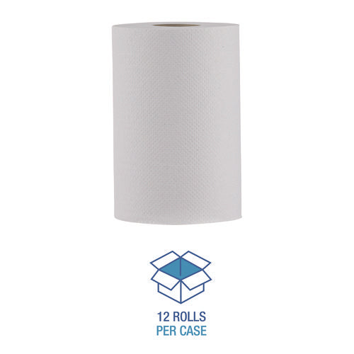 Image of Boardwalk® Hardwound Paper Towels, Nonperforated, 1-Ply, 8" x 350 ft, White, 12 Rolls/Carton