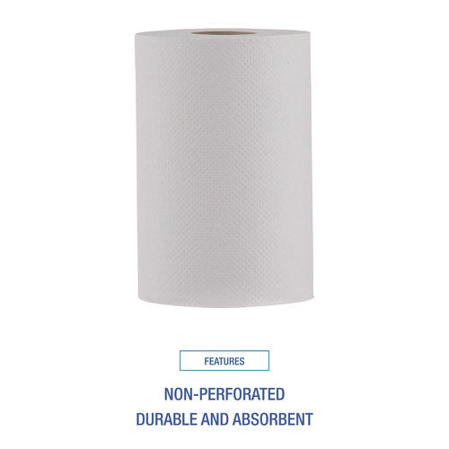Image of Boardwalk® Hardwound Paper Towels, Nonperforated, 1-Ply, 8" x 350 ft, White, 12 Rolls/Carton