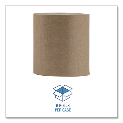 Image of Boardwalk® Hardwound Paper Towels, Nonperforated, 1-Ply, 8" x 800 ft, Natural, 6 Rolls/Carton