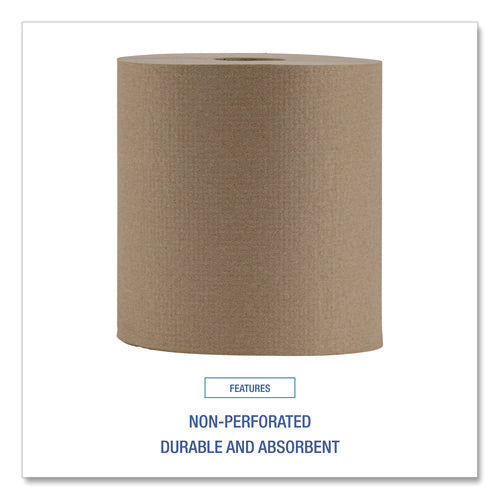 Image of Boardwalk® Hardwound Paper Towels, Nonperforated, 1-Ply, 8" x 800 ft, Natural, 6 Rolls/Carton