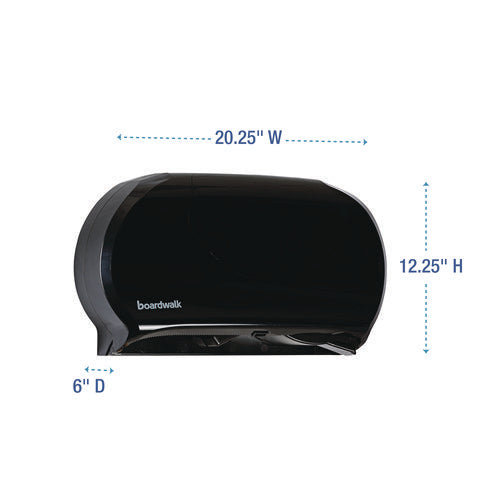 Image of Boardwalk® Jumbo Twin Toilet Tissue Dispenser, 20.25 x 6 x 12.25, Black