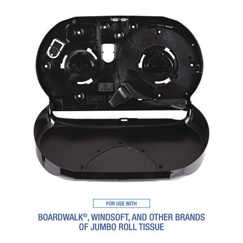 Image of Boardwalk® Jumbo Twin Toilet Tissue Dispenser, 20.25 x 6 x 12.25, Black