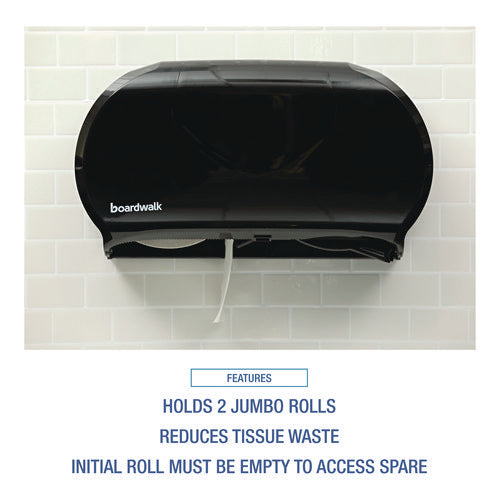 Image of Boardwalk® Jumbo Twin Toilet Tissue Dispenser, 20.25 x 6 x 12.25, Black