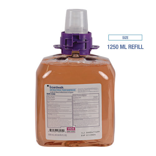 Image of Boardwalk® Foam Antibacterial Handwash, Fresh Fruit Scent, 1,250 mL Refill, 4/Carton