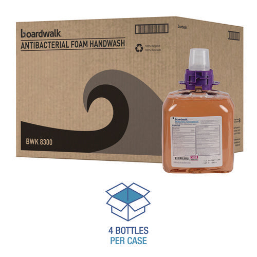 Image of Boardwalk® Foam Antibacterial Handwash, Fresh Fruit Scent, 1,250 mL Refill, 4/Carton