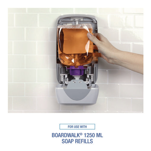 Image of Boardwalk® Manual Liquid Soap Dispenser, 1,250 mL, 6.1 x 10.6 x 5.1, Gray