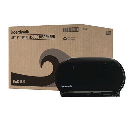 Image of Boardwalk® Jumbo Twin Toilet Tissue Dispenser, 20.25 x 6 x 12.25, Black