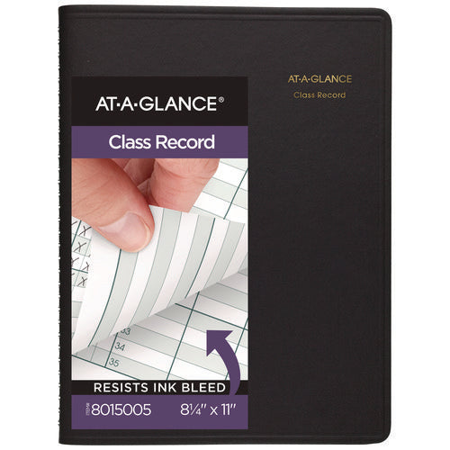 Image of AT-A-GLANCE® Undated Class Record Book, Nine To 10 Week Term: Two-Page Spread (35 Students), 10.88 X 8.25, Black Cover