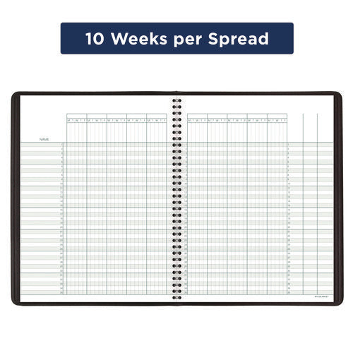Image of AT-A-GLANCE® Undated Class Record Book, Nine To 10 Week Term: Two-Page Spread (35 Students), 10.88 X 8.25, Black Cover
