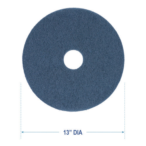Image of Boardwalk® Scrubbing Floor Pads, 13" Diameter, Blue, 5/carton