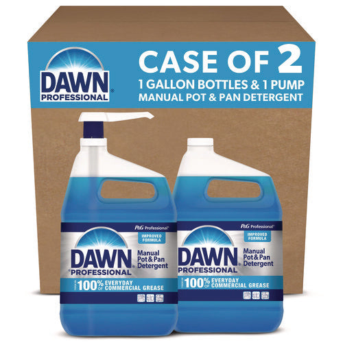 Image of Dawn® Professional Manual Pot and Pan Dish Detergent with Pump, Original Scent, (1) Pump and (2) 1 gal Bottles/Carton