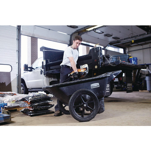Image of Rubbermaid® Commercial Big Wheel Agriculture Wheelbarrow, 300 lb Capacity, 32.75" x 58" x 28.25", Black