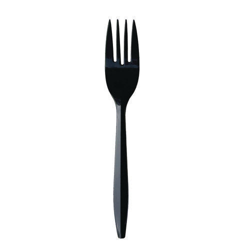Image of Boardwalk® Mediumweight Wrapped Polypropylene Cutlery, Fork, Plastic, Black, 1,000/Carton
