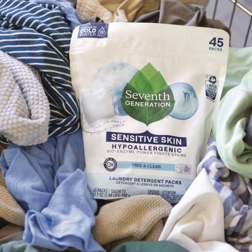 Image of Seventh Generation® Natural Laundry Detergent Packs, Powder, Unscented, 45 Packets/pack