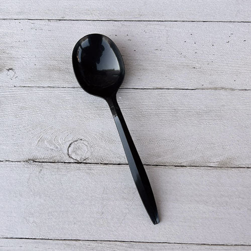 Image of Boardwalk® Mediumweight Polypropylene Cutlery, Soup Spoon, Plastic, Black, 1,000/Carton