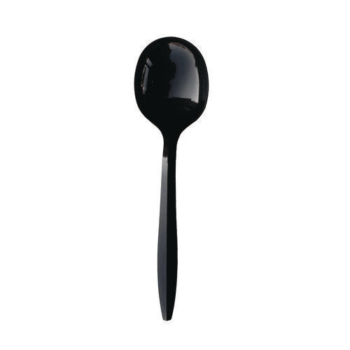 Image of Boardwalk® Mediumweight Polypropylene Cutlery, Soup Spoon, Plastic, Black, 1,000/Carton