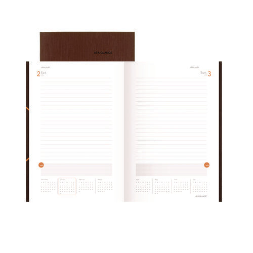 Image of AT-A-GLANCE® One-Day-Per-Page Planning Notebook, 9 x 6, Dark Brown/Orange Cover, 12-Month (Jan to Dec): 2025