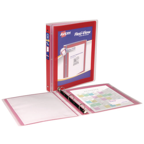 Image of Avery® Flexi-View Binder with Round Rings, 3 Rings, 1" Capacity, 11 x 8.5, Red