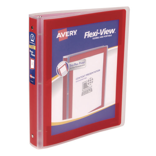 Image of Avery® Flexi-View Binder with Round Rings, 3 Rings, 1" Capacity, 11 x 8.5, Red