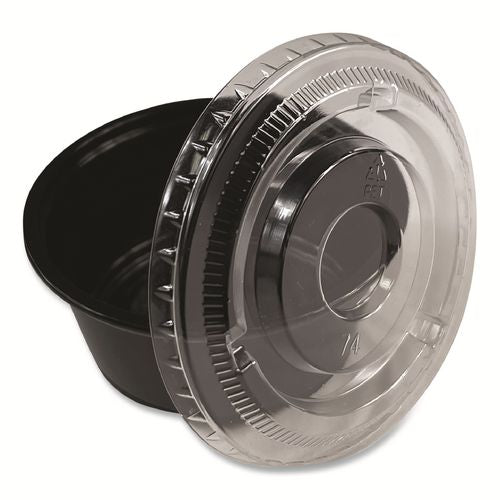 Image of Boardwalk® Souffle/Portion Cups, 3.25 oz, Plastic, Black, 2,500/Carton