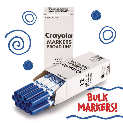 Image of Crayola® Broad Line Washable Markers, Broad Bullet Tip, Blue, 12/box