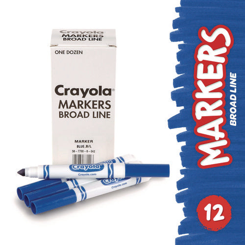 Image of Crayola® Broad Line Washable Markers, Broad Bullet Tip, Blue, 12/box