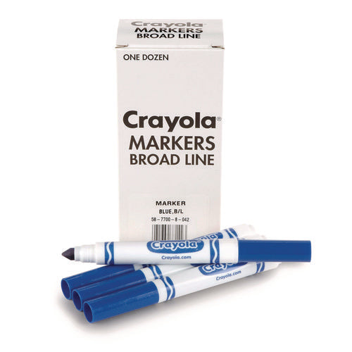 Image of Crayola® Broad Line Washable Markers, Broad Bullet Tip, Blue, 12/box
