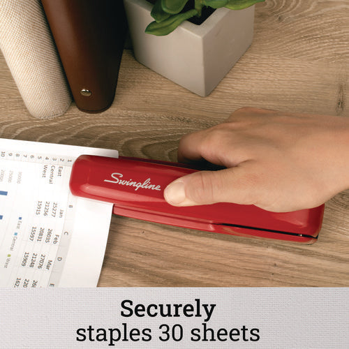 Image of Swingline® 747 Business Full Strip Desk Stapler, 30-Sheet Capacity, Rio Red